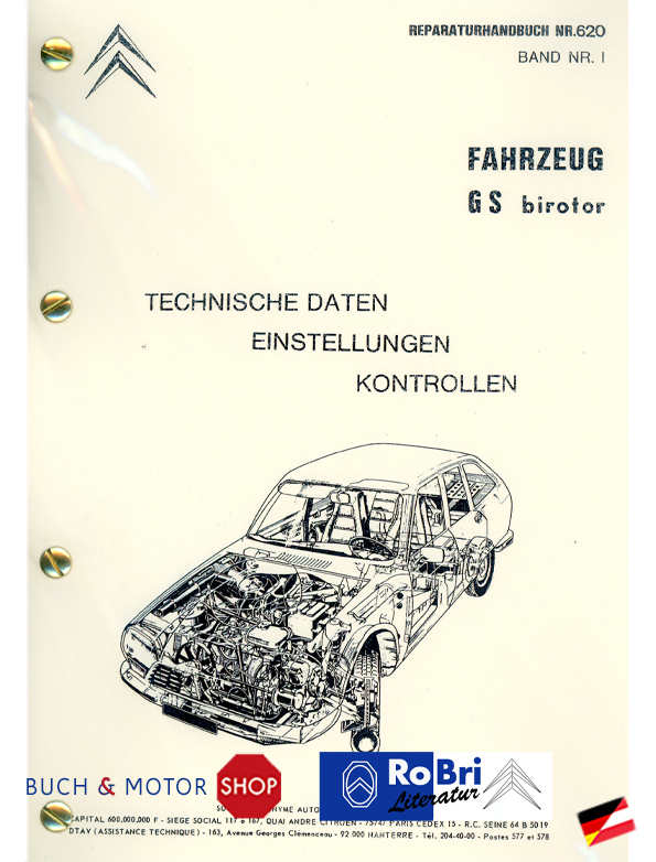 Citroën GS Birotor Reparaturhandbuch Nr 620 Band 1 113d